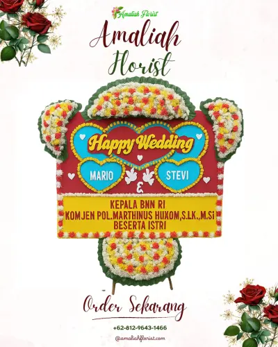 Karangan Papan Bunga Pernikahan di Munding